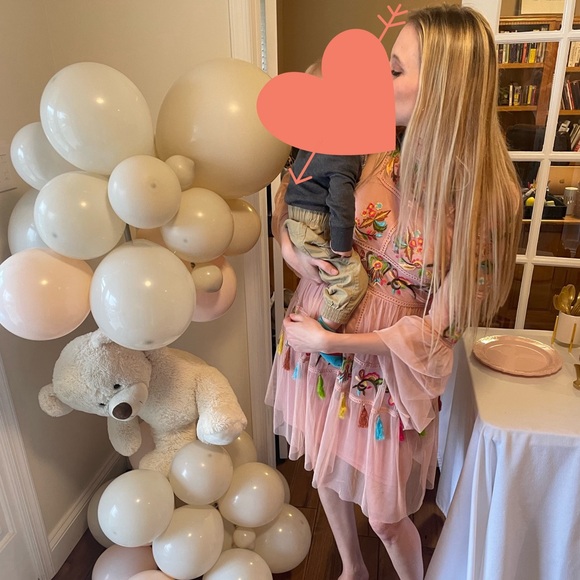 Frock And Frill Tall Folk Embroidered Tassel Skater Dress - Nude / US 6 - Picture 2 of 5